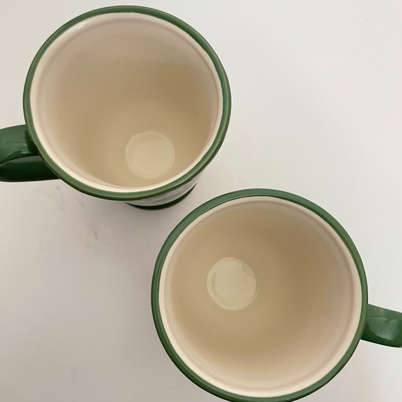 2 Authentic The Pioneer Woman Rose Shadow 18-Ounce Footed Latte Mug White Green - Picture 6 of 9